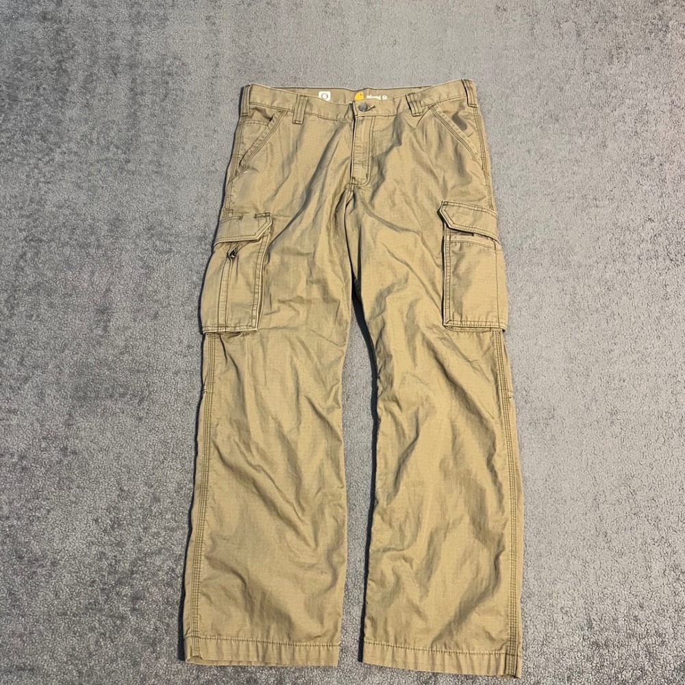 Carhartt Force Relaxed Fit Cargo Pants Tan Ripstop Work Trousers Mens 34x30